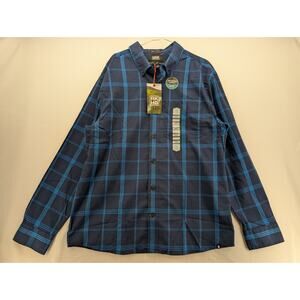 NWT Duluth Trading Co AKHG Midnight Sun Standard Fit Shirt in Naval Academy sz L